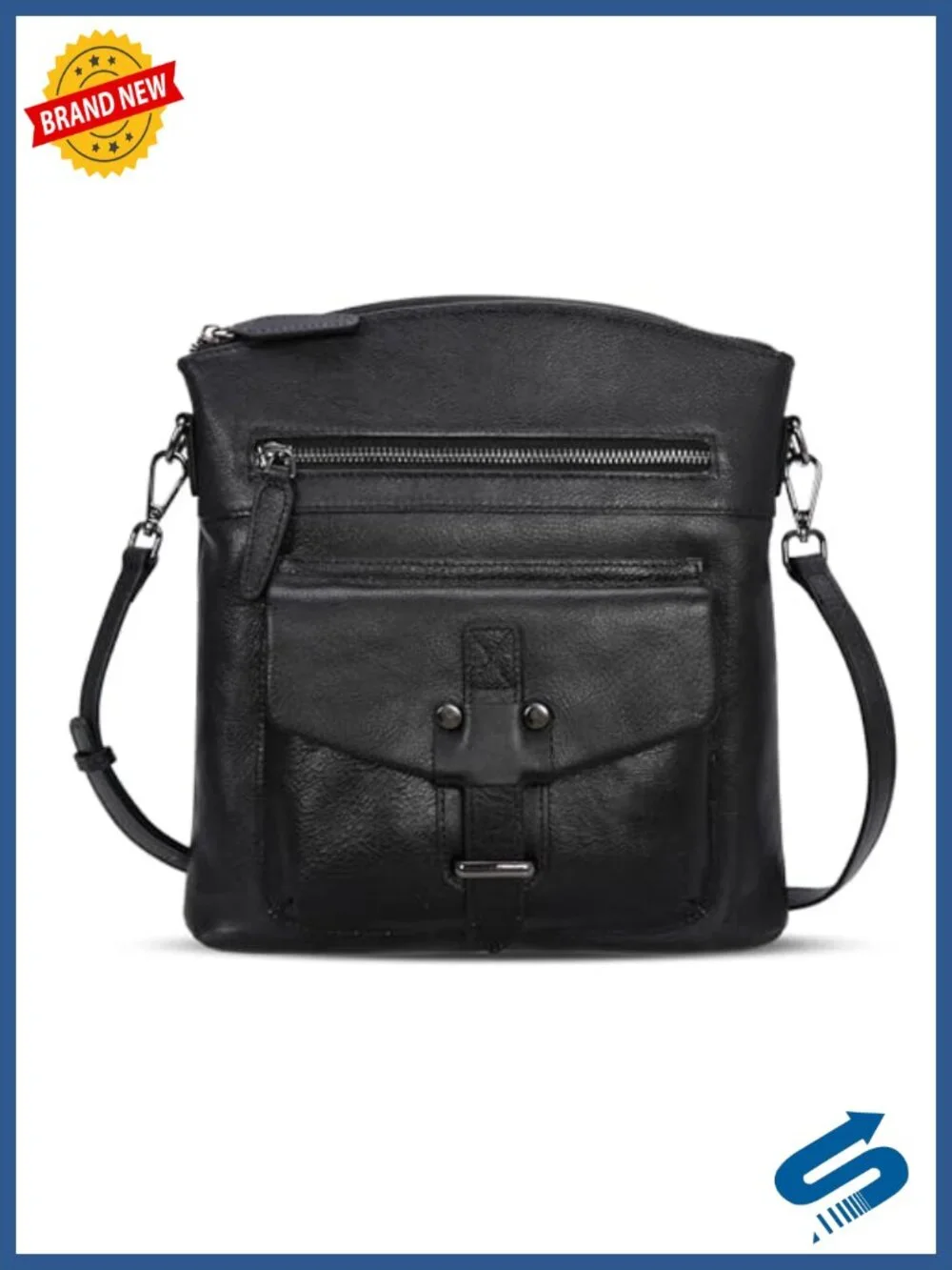 Genuine Leather Crossbody Bag with Multi Pockets Satchel Purse